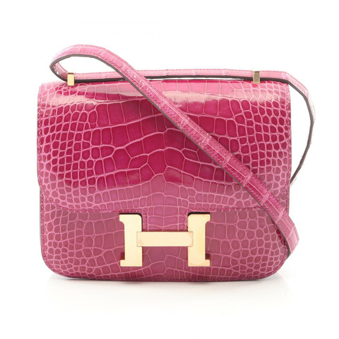 愛馬仕 Constance 3 Mini Rose Scheherazade 單肩包，鱷魚皮，Lycee 粉紅色，二手女款