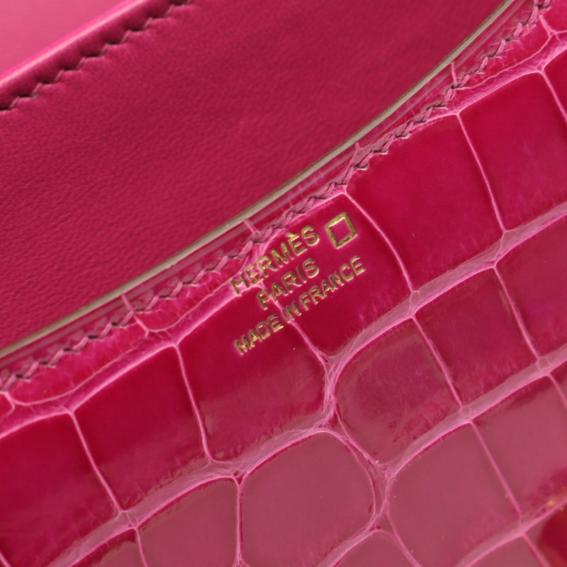 愛馬仕 Constance 3 Mini Rose Scheherazade 單肩包，鱷魚皮，Lycee 粉紅色，二手女款-3
