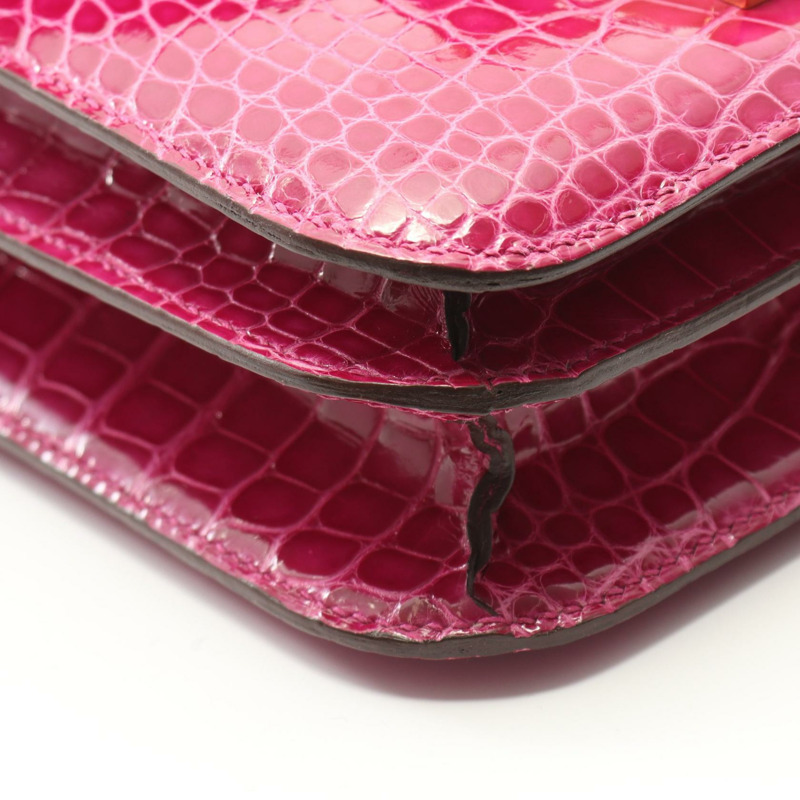 愛馬仕 Constance 3 Mini Rose Scheherazade 單肩包，鱷魚皮，Lycee 粉紅色，二手女款-7