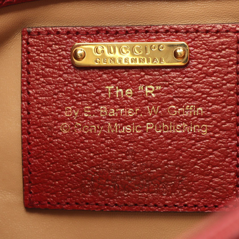 GUCCI Jackie 1961 肩背包 636706 帆布皮革 米色 波爾多紅 二手 女士-3