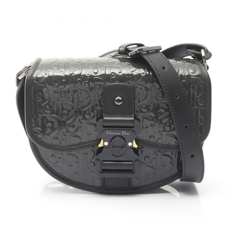 Christian Dior GALLOP Oblique 斜背包，漆皮，灰色/黑色