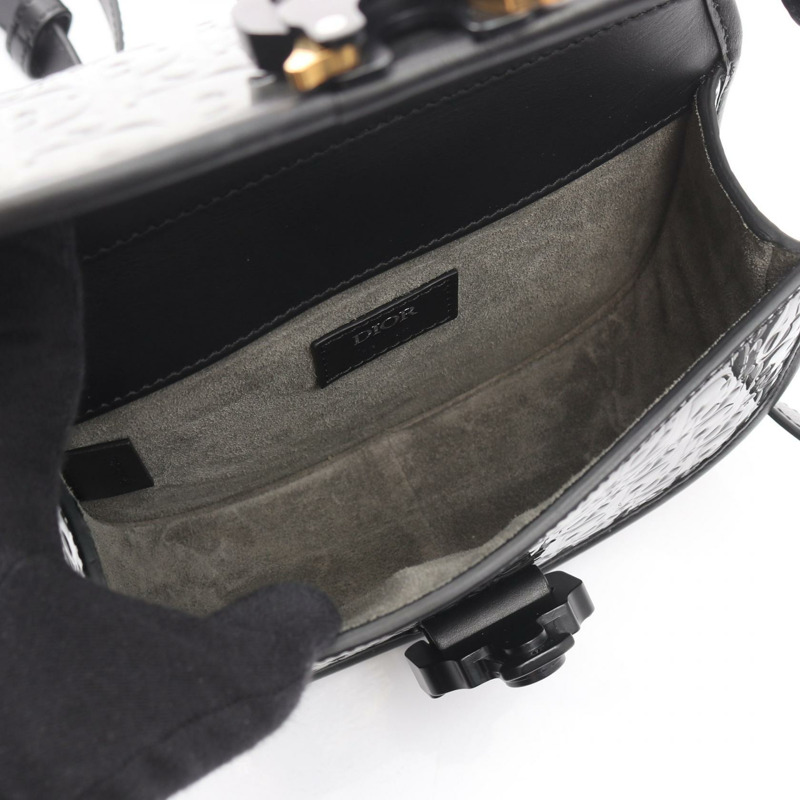 Christian Dior GALLOP Oblique 斜背包,漆皮,灰色/黑色-2