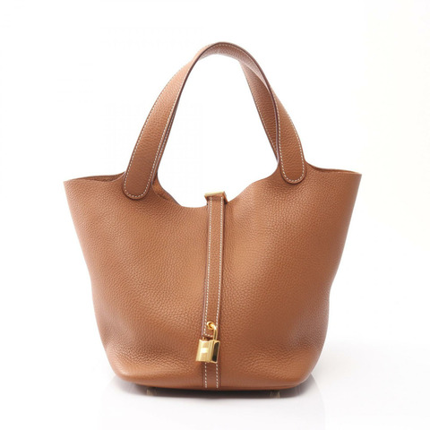 愛馬仕 Picotin Lock MM 托特水桶包 Z Taurillon Clemence 金色二手 GHW