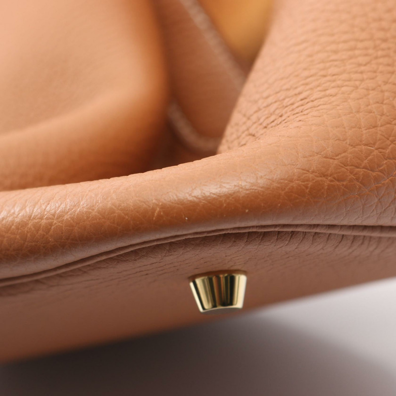 愛馬仕 Picotin Lock MM 托特水桶包 Z Taurillon Clemence 金色二手 GHW-8