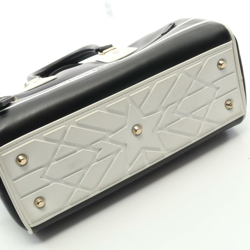 Dior VIBE 小號保齡球單肩手提包 M6209OOBR 皮革 黑色 白色 二手 logo-5