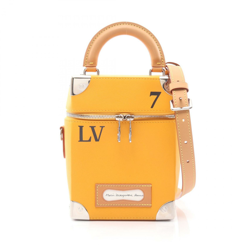 路易威登 (LOUIS VUITTON) 垂直 Box Trunk 斜背包 M59666 皮革 藏紅花色 二手-0