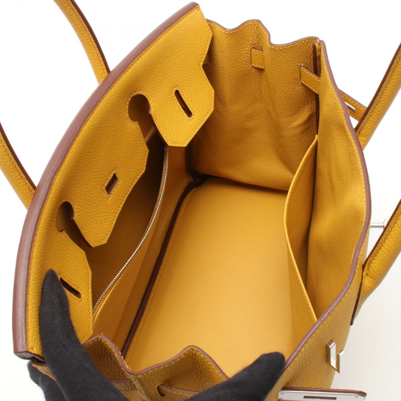 愛馬仕 Birkin 30 手提包 Togo 皮革 黃色 Jaune Ampoule 二手 女士 SHW B-2