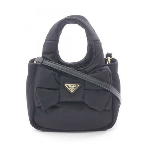 PRADA 黑色尼龍斜背包，附緞帶，二手女士款，貨號 1BA359，二手女款。