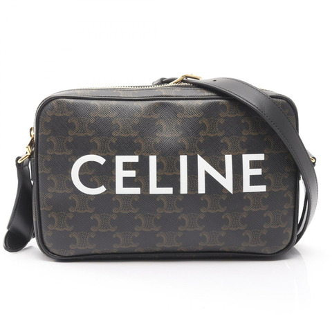 CELINE Triomphe 中斜背包 194502 帆布皮革 BK