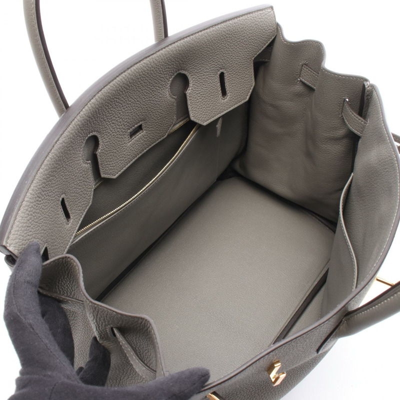 愛馬仕 Birkin 35 手提包，Togo 皮革，灰色，Grimayer 品牌，二手，女士，金色五金 B 碼-2