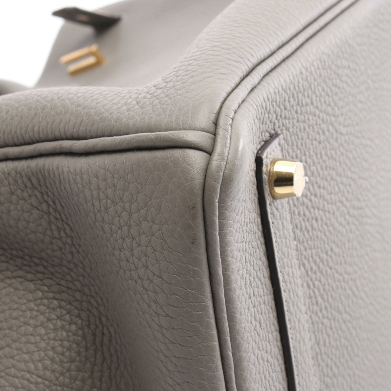 愛馬仕 Birkin 35 手提包，Togo 皮革，灰色，Grimayer 品牌，二手，女士，金色五金 B 碼-7