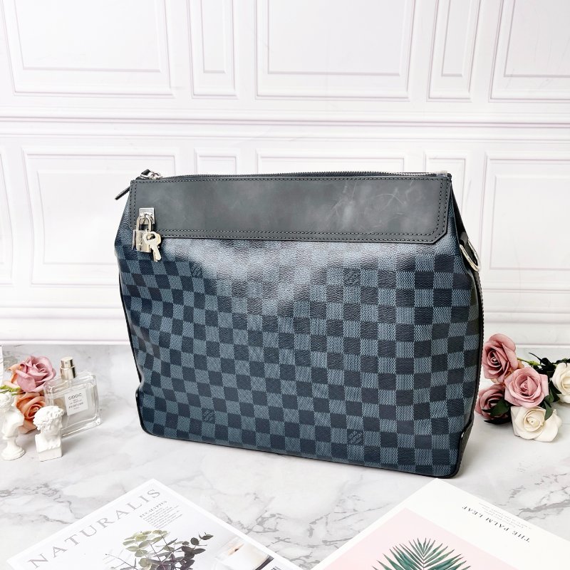 LV Greenwich藍色棋盤格郵差包36×30×8 99新配件塵袋-3