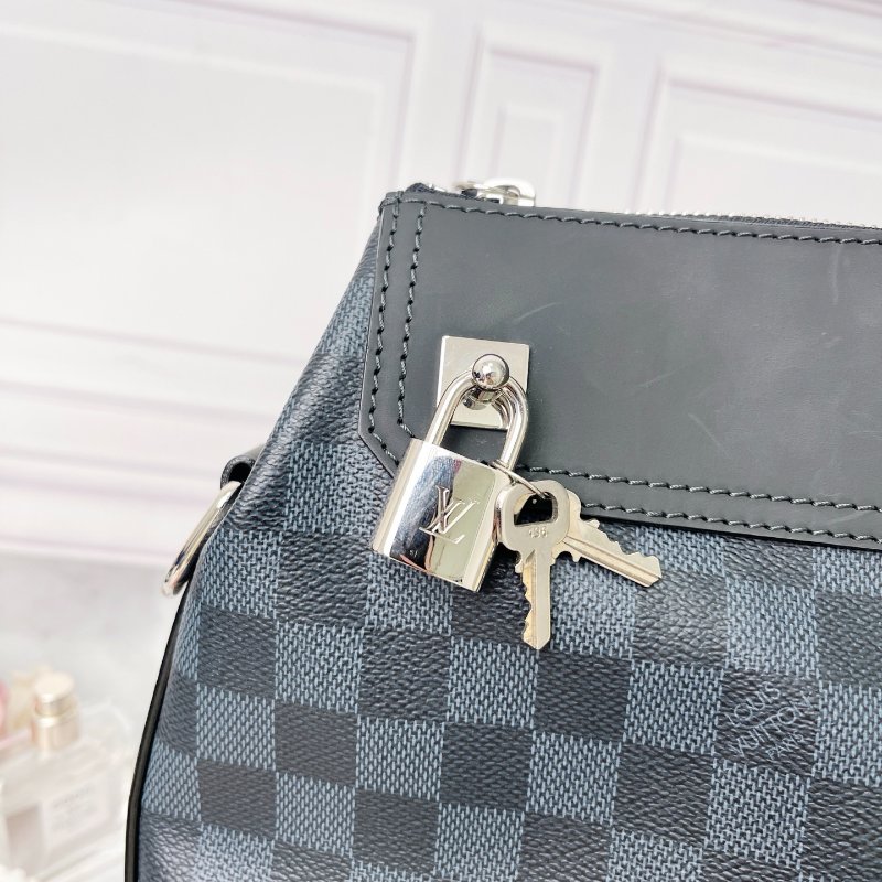 LV Greenwich藍色棋盤格郵差包36×30×8 99新配件塵袋-5