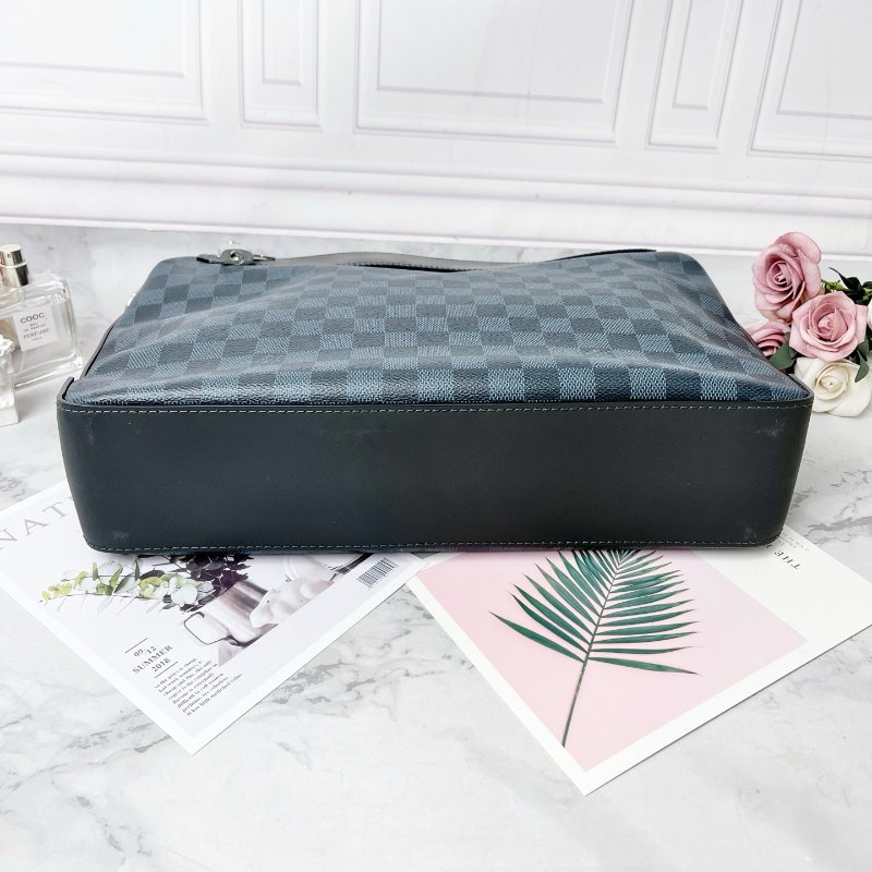 LV Greenwich藍色棋盤格郵差包36×30×8 99新配件塵袋-8