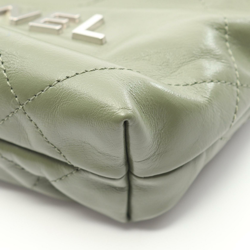 香奈兒 22 迷你抽繩斜背包 AS3980 皮革 卡其色 二手 女士-6