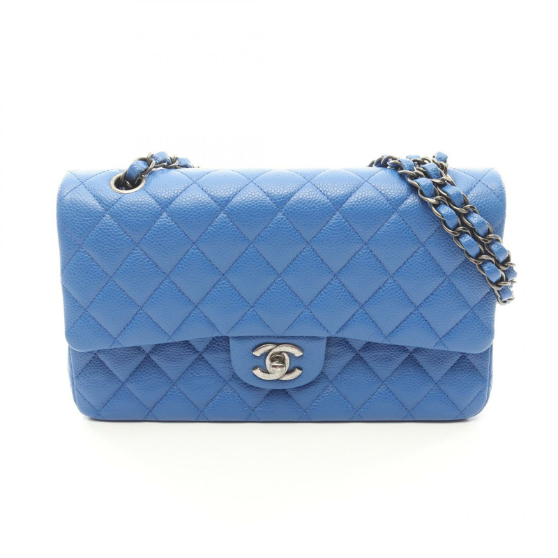 香奈兒 (CHANEL) Matelasse W 翻蓋鏈條單背包 A01112 皮革 藍色 二手 女士-0