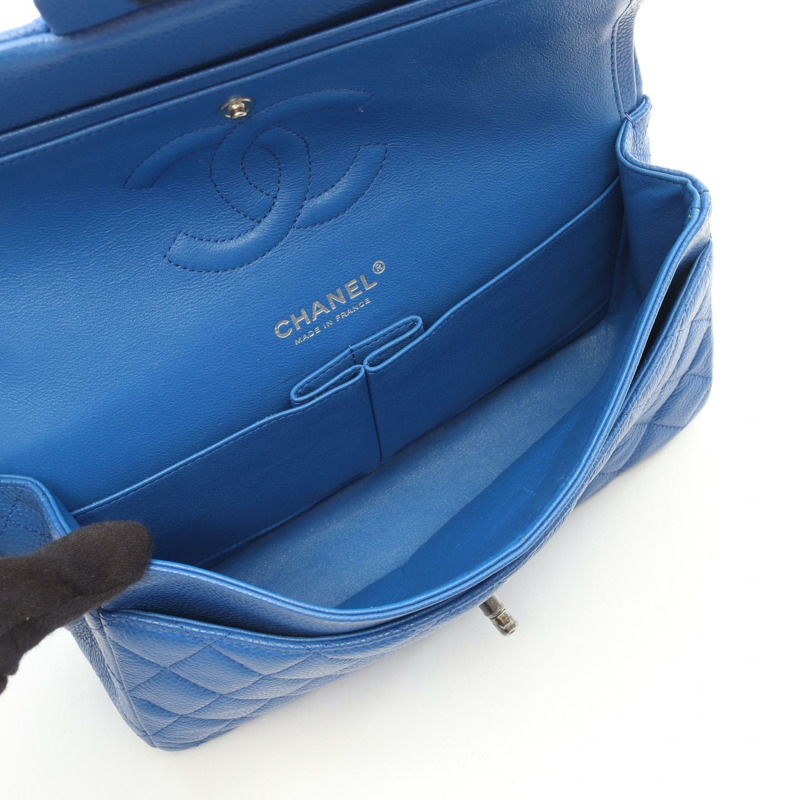 香奈兒 (CHANEL) Matelasse W 翻蓋鏈條單背包 A01112 皮革 藍色 二手 女士-2