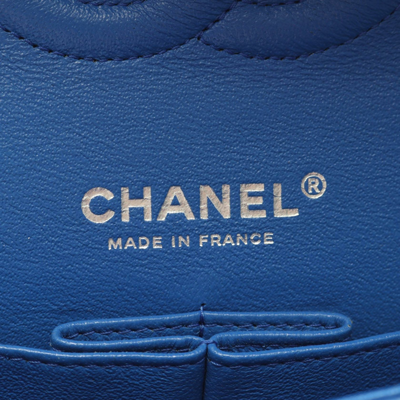 香奈兒 (CHANEL) Matelasse W 翻蓋鏈條單背包 A01112 皮革 藍色 二手 女士-3