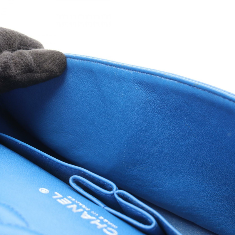 香奈兒 (CHANEL) Matelasse W 翻蓋鏈條單背包 A01112 皮革 藍色 二手 女士-5