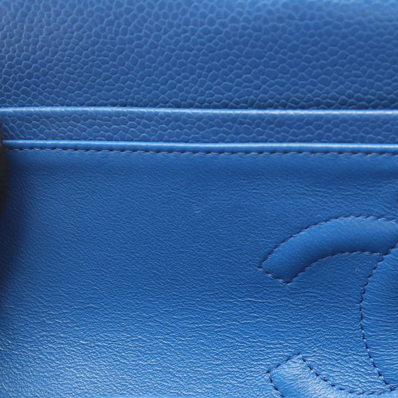 香奈兒 (CHANEL) Matelasse W 翻蓋鏈條單背包 A01112 皮革 藍色 二手 女士-6