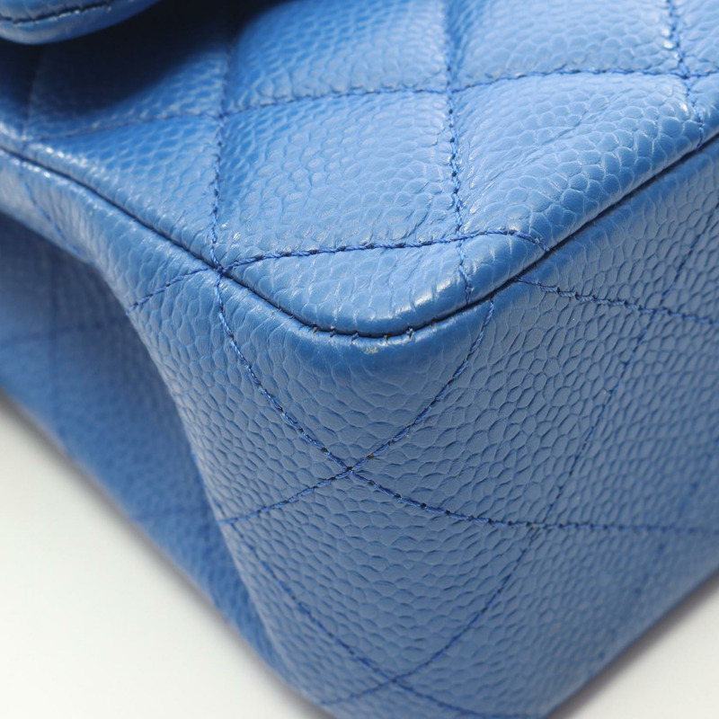 香奈兒 (CHANEL) Matelasse W 翻蓋鏈條單背包 A01112 皮革 藍色 二手 女士-8