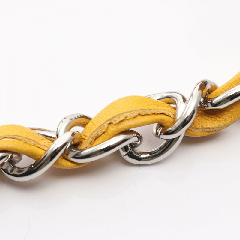 香奈兒迷你絎縫鏈條斜背包 A35200 羊皮 黃色 二手-8