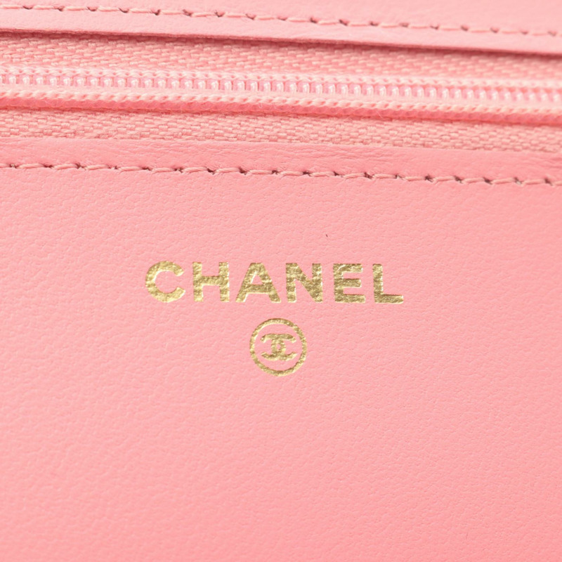 香奈兒 (CHANEL) 絎縫鏈條斜背包 AP0250 羊皮粉紅金色五金-4