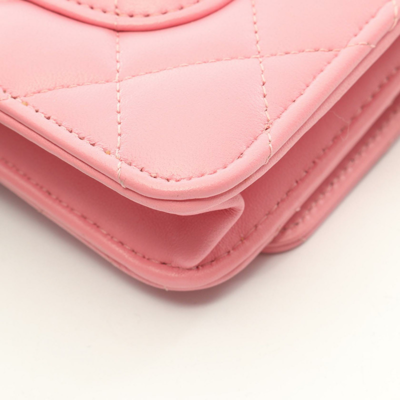 香奈兒 (CHANEL) 絎縫鏈條斜背包 AP0250 羊皮粉紅金色五金-8