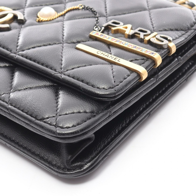 香奈兒 (CHANEL) 絎縫鏈條肩挎包 AP2508 羊皮黑色二手-8