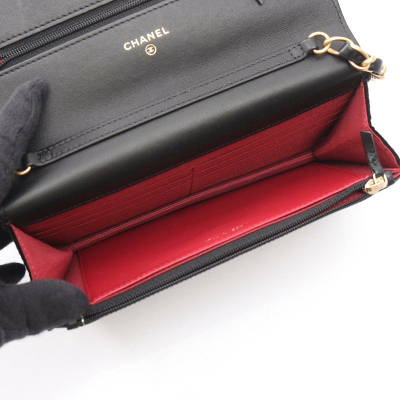 香奈兒 (CHANEL) 絎縫鏈條斜背包 AP2260 絲絨黑色 二手 金色五金-2