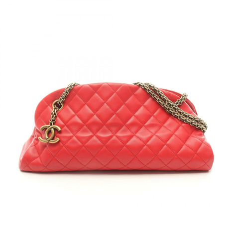 香奈兒 Mademoiselle 保齡球鏈條肩背包 A50556 紅色皮革二手女士