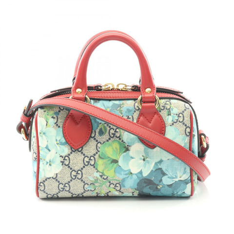 GUCCI GG Blooms 肩背包 546312 帆布皮革 米色 紅色 二手 女士