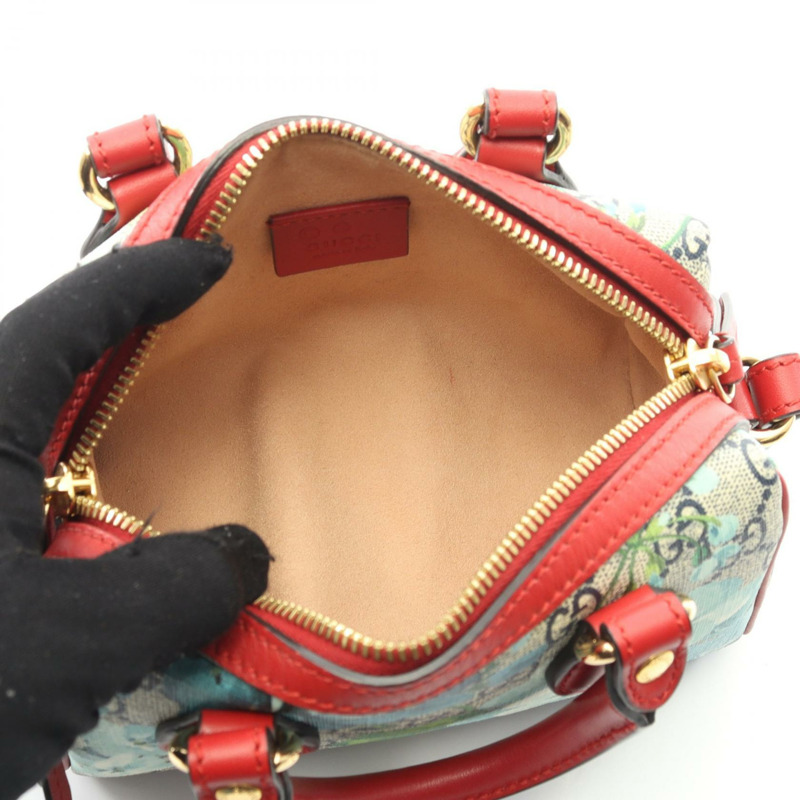 GUCCI GG Blooms 肩背包 546312 帆布皮革 米色 紅色 二手 女士-2