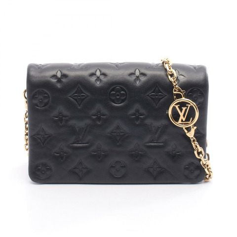 路易威登 Pochette Coussin 單肩包 M80742 Monogram 壓花黑色二手 LV
