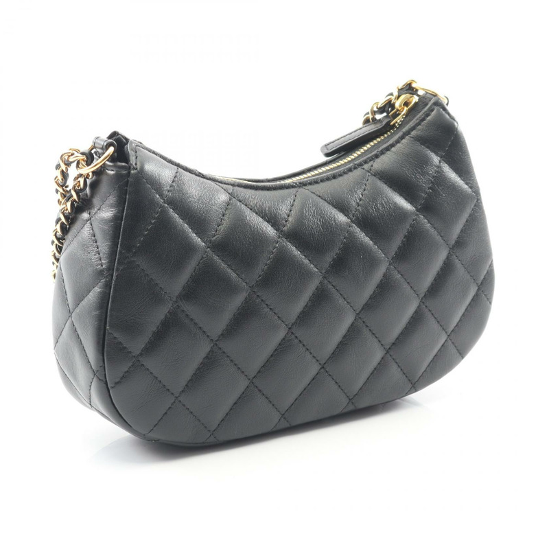香奈兒 (CHANEL) Matelasse Hobo 鏈條單肩包，羊皮材質，黑色，二手，金色五金-1