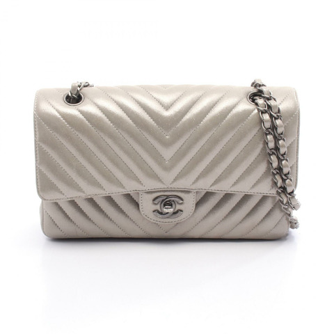 香奈兒 (CHANEL) Matelasse W 翻蓋鏈條單背包 A01112 皮革 金色 二手 女士 SHW