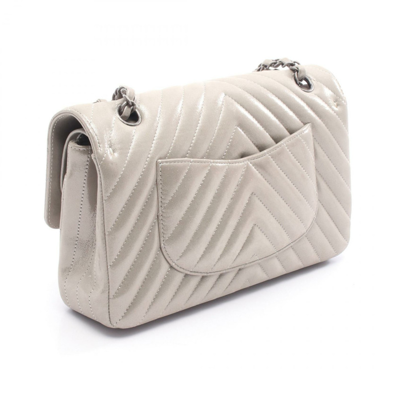 香奈兒 (CHANEL) Matelasse W 翻蓋鏈條單背包 A01112 皮革 金色 二手 女士 SHW-1