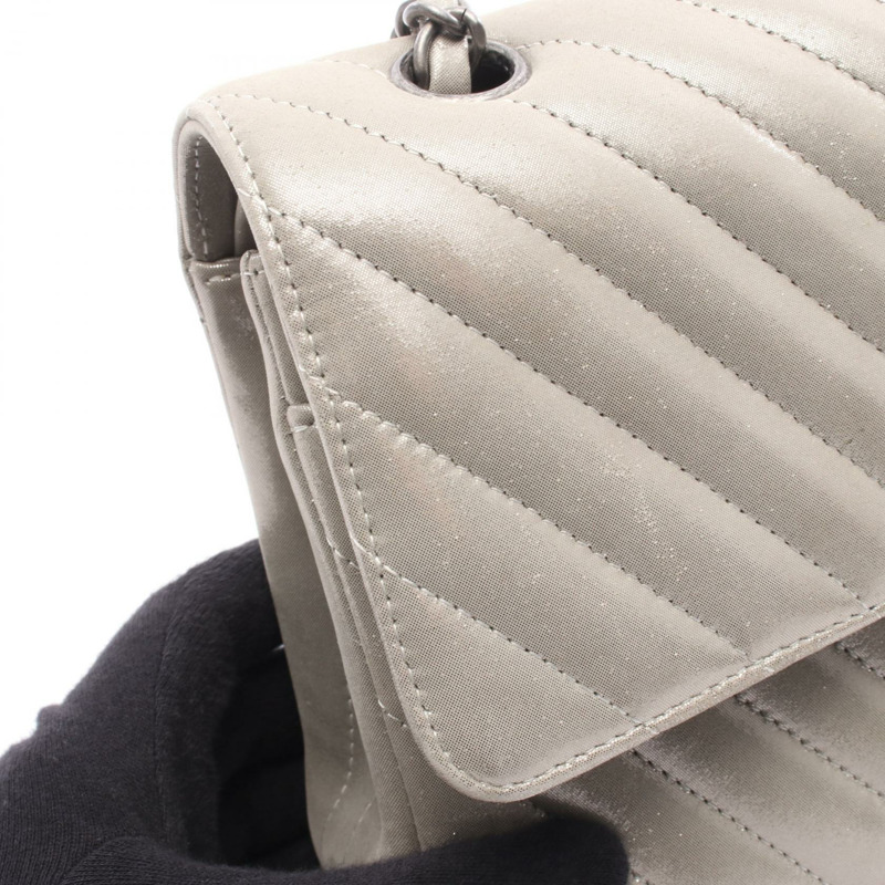 香奈兒 (CHANEL) Matelasse W 翻蓋鏈條單背包 A01112 皮革 金色 二手 女士 SHW-6