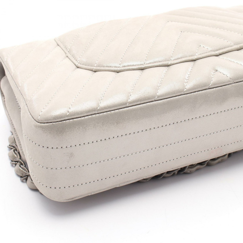 香奈兒 (CHANEL) Matelasse W 翻蓋鏈條單背包 A01112 皮革 金色 二手 女士 SHW-10