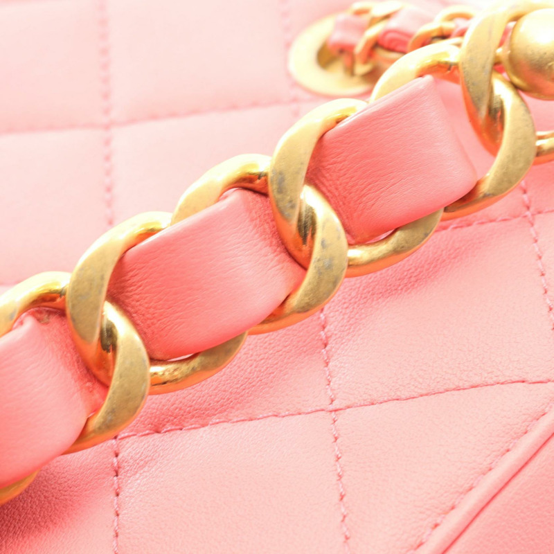 香奈兒 (CHANEL) 絎縫鏈條肩背包 AS3228 羊皮 粉紅色 二手 女士 金色五金 CC-9