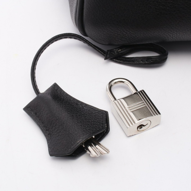 愛馬仕 Haut a courroies 28 手袋 Evergrain 皮革 黑色 二手 女士 SHW L-5