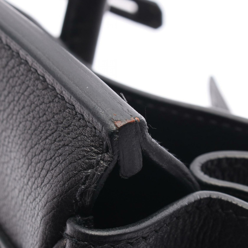 愛馬仕 Haut a courroies 28 手袋 Evergrain 皮革 黑色 二手 女士 SHW L-8