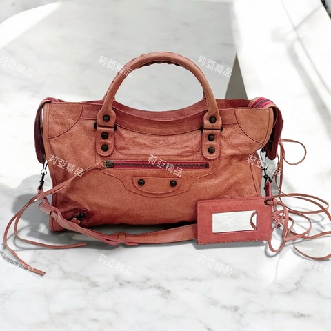 莉亞精品♡ BALENCIAGA 機車包 乾燥玫瑰粉 二手美包