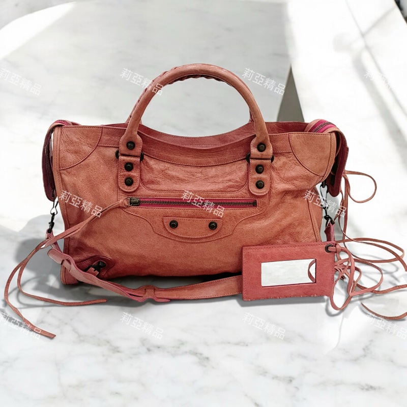 莉亞精品♡ BALENCIAGA 機車包 乾燥玫瑰粉 二手美包-0