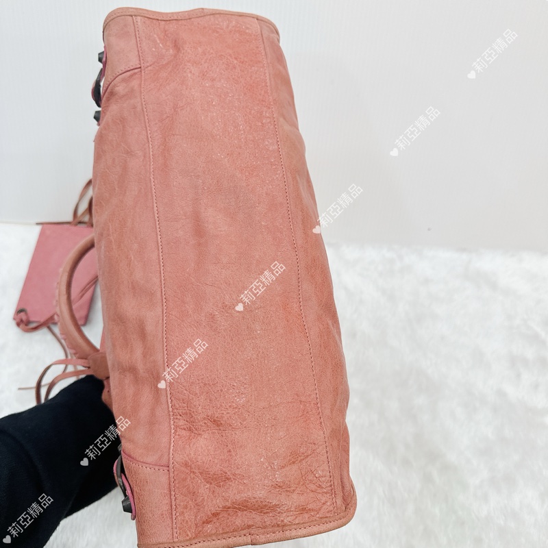 莉亞精品♡ BALENCIAGA 機車包 乾燥玫瑰粉 二手美包-7