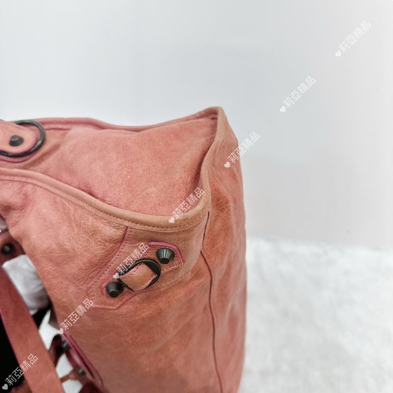 莉亞精品♡ BALENCIAGA 機車包 乾燥玫瑰粉 二手美包-8