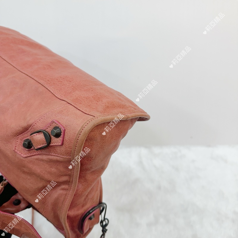 莉亞精品♡ BALENCIAGA 機車包 乾燥玫瑰粉 二手美包-9