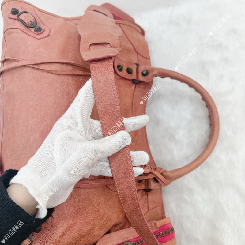 莉亞精品♡ BALENCIAGA 機車包 乾燥玫瑰粉 二手美包-10
