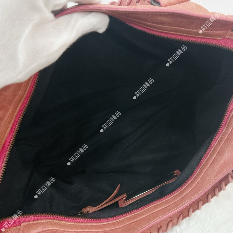 莉亞精品♡ BALENCIAGA 機車包 乾燥玫瑰粉 二手美包-14