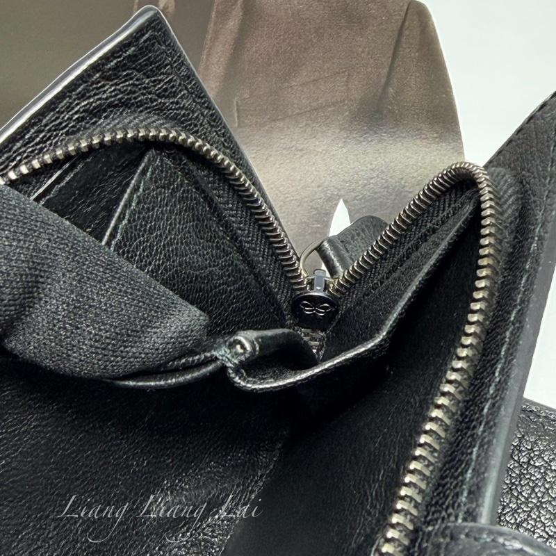 BOTTEGA VENETA BV 經典編織小羊皮對折扣式黑色中夾-13